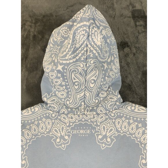 Avenue George V Paris Hoodie Light Blue Sweatshirt Rhinestone Men's Size Large - Picture 5 of 12